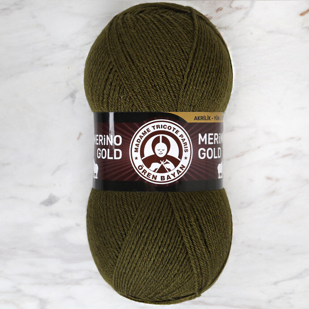 Örenbayan Merino Gold Asker Yeşili El Örgü İpi - 077